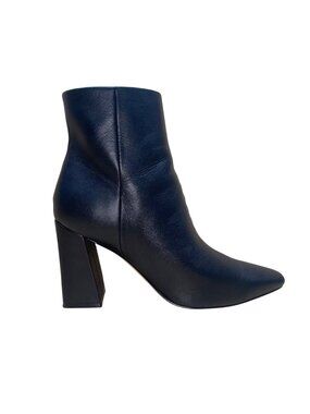 Marc Fisher Women’s Black Leather Block Heel Mlyanara Ankle Booties Size 8.5M
